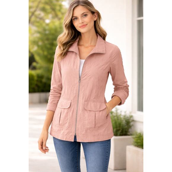 Kori Jackets & Blazers - Kori Lightweight Zip Jacket w/Elastic Waist Ties Size Medium